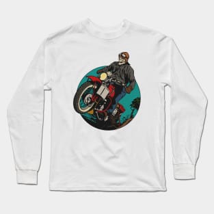 Vintage Inconsiderate Skull Moto Rider Long Sleeve T-Shirt